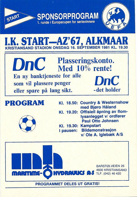 AZ Programma 16-sep-1981 kristiansand uit